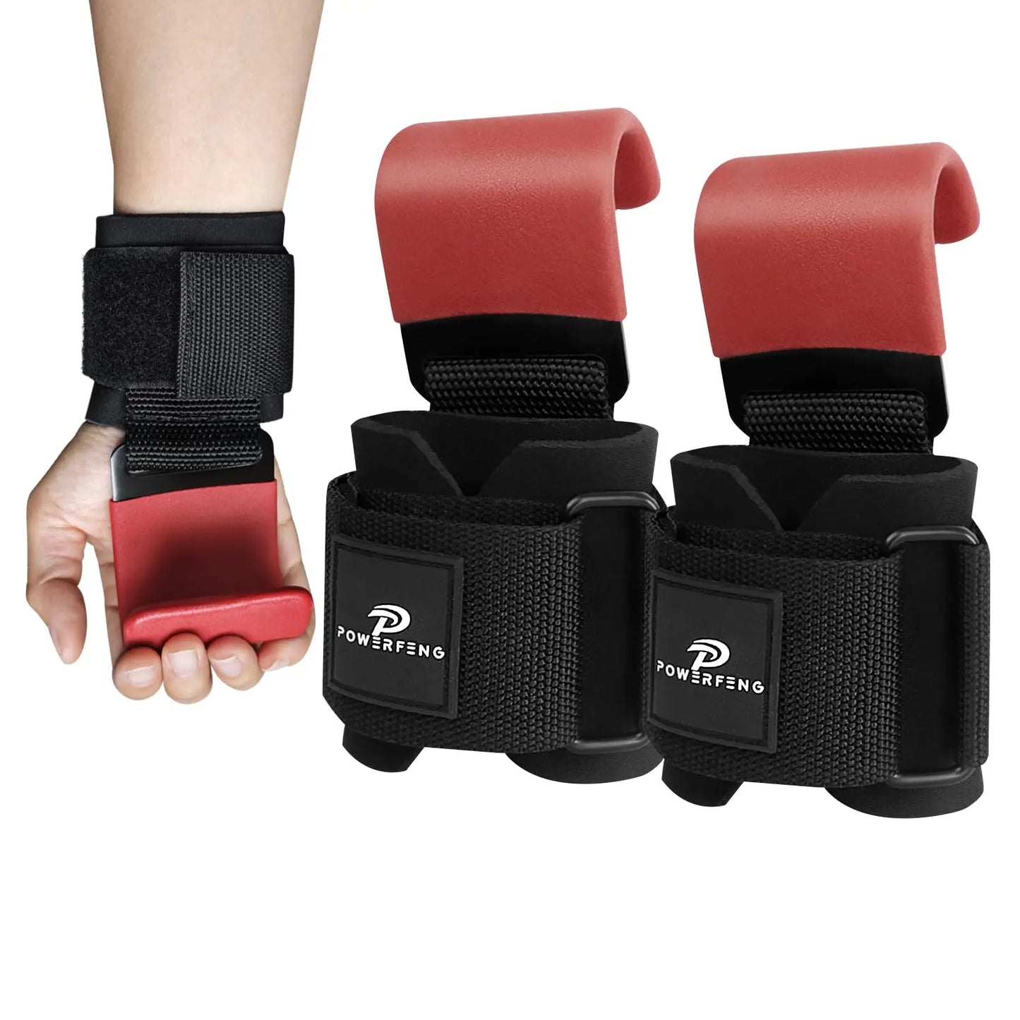 2-Pack Lifting Hooks: Heavy-Duty Wrist Straps for Enhanced Grip and Support - Ideal Fitness Gloves for Men and Women