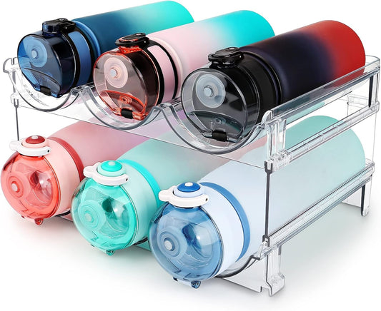 Stackable Water Bottle Organizer Set - 2 Pack for Effortless Cabinet Storage