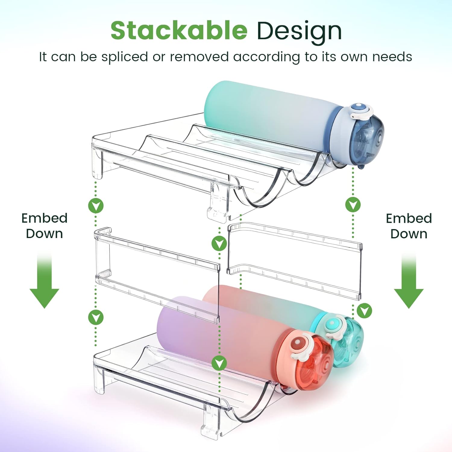 Stackable Water Bottle Organizer Set - 2 Pack for Effortless Cabinet Storage