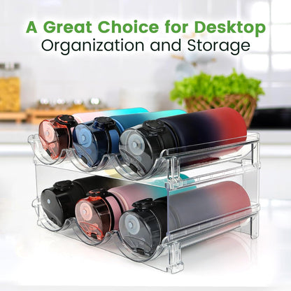 Stackable Water Bottle Organizer Set - 2 Pack for Effortless Cabinet Storage