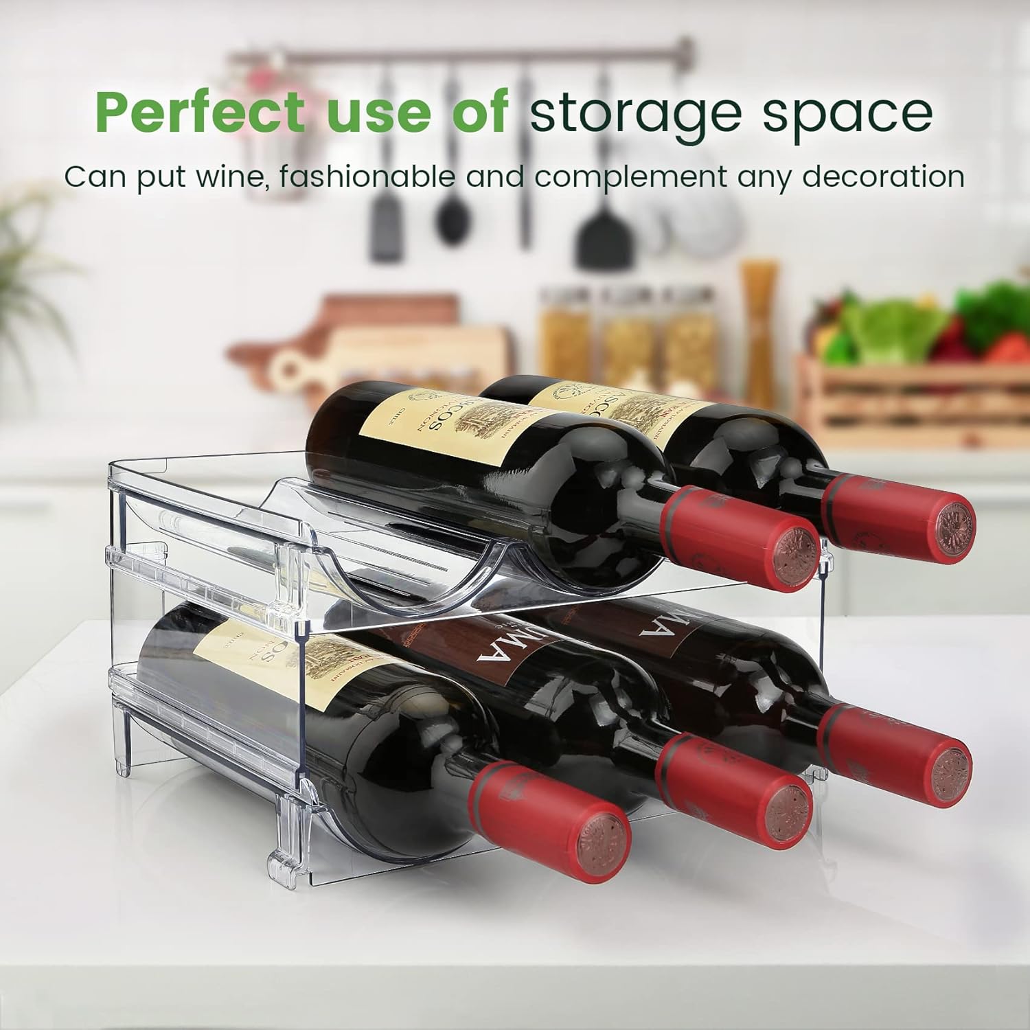 Stackable Water Bottle Organizer Set - 2 Pack for Effortless Cabinet Storage
